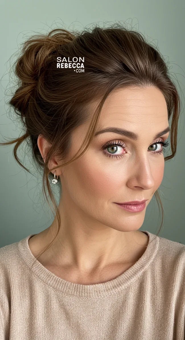 14. Messy Chignon Bun | 15 Trendy Hairstyles For Older Women To Spice Up Their Look