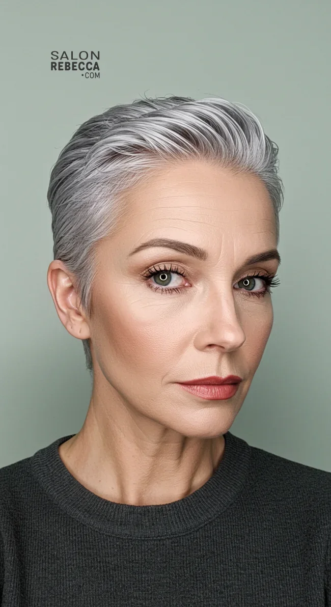 15. Slicked-Back Short Hair | 15 Trendy Hairstyles For Older Women To Spice Up Their Look