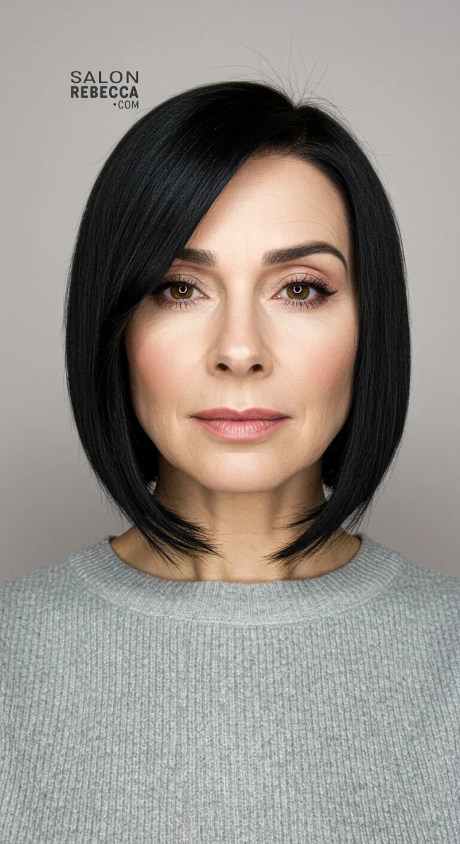 7. Sleek Shoulder-Length Cut with Side Part | 15 Trendy Hairstyles For Older Women To Spice Up Their Look