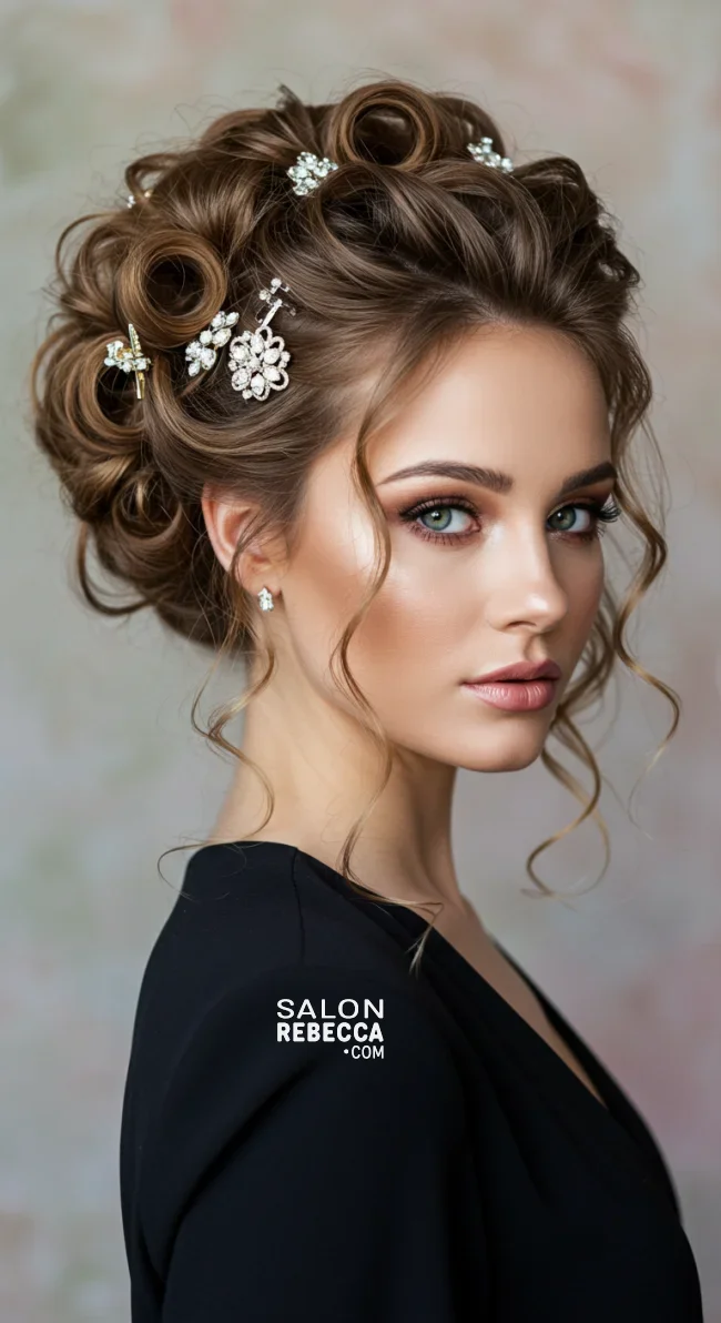 14. Curly Updo with Decorative Clips | Top 15 Modern Updo Hairstyles: Styling Tips And Trend Insights