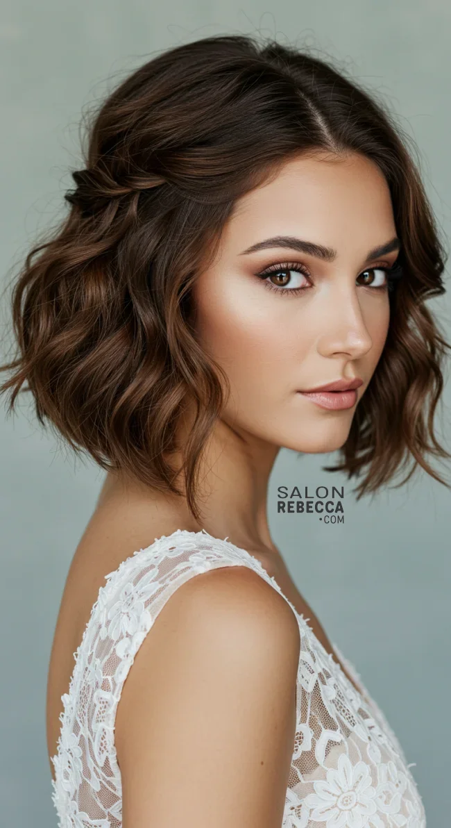 8. Twisted Half-Updo | Bridal Hairstyle For Short Hair: Top 15 Picks For Your Big Day!