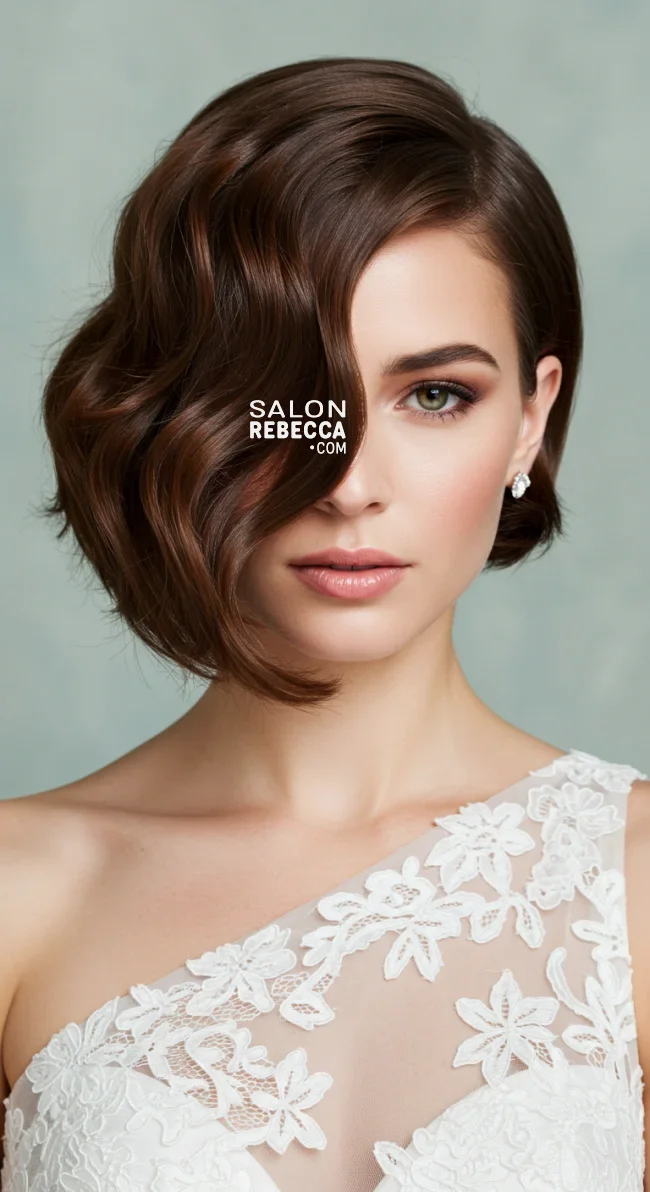 3. Chic Side-Swept Curls | Bridal Hairstyle For Short Hair: Top 15 Picks For Your Big Day!