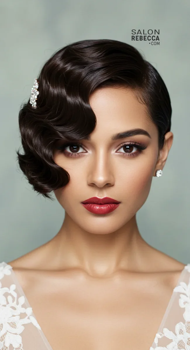 12. Side-Parted Waves with Barrettes | Bridal Hairstyle For Short Hair: Top 15 Picks For Your Big Day!