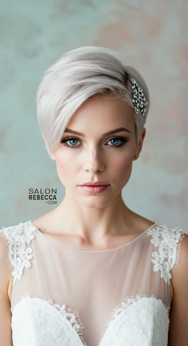 5. Pixie Cut With Sparkling Hair Accessories | Bridal Hairstyle For Short Hair: Top 15 Picks For Your Big Day!