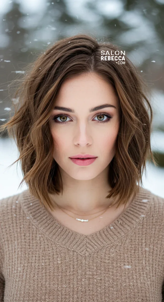 13. Messy Shoulder-Length Cut with Waves | 15 Winter Haircut Trends To Jump On Right Now