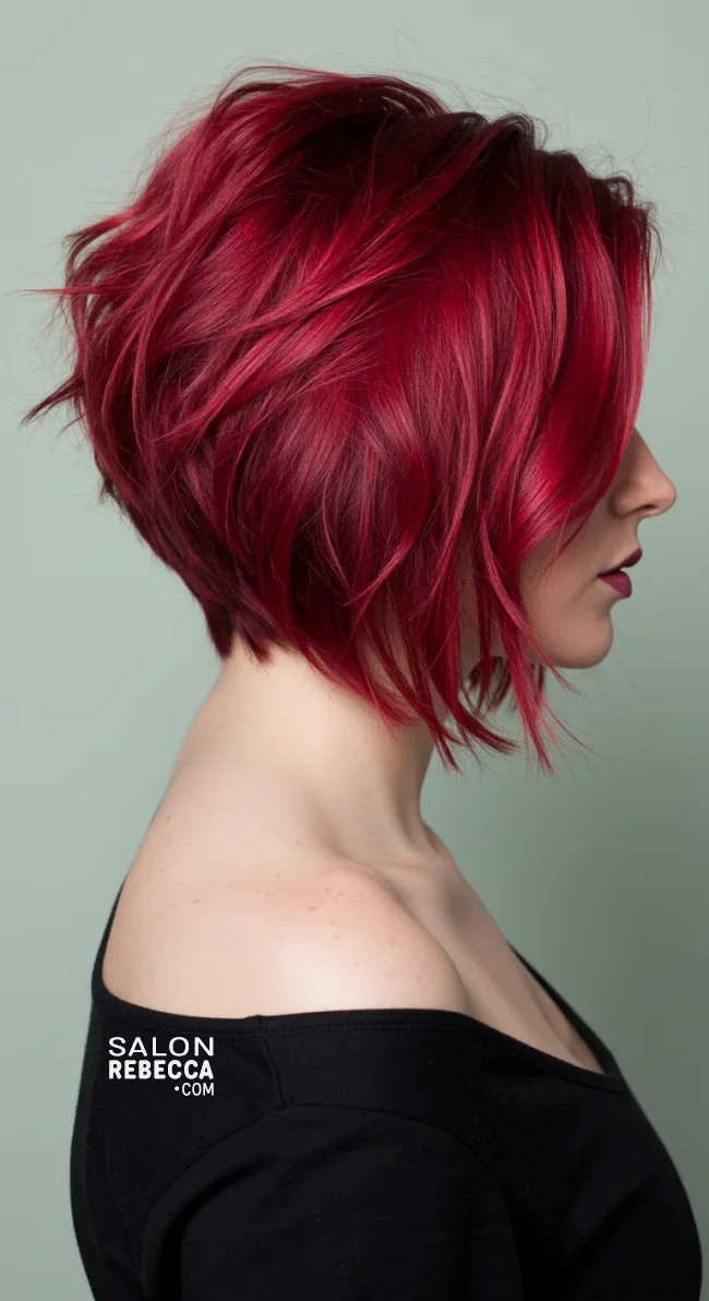 3. Tousled Red Inverted Bob | Messy Inverted Bob Ideas That Ooze Tremendous Rizz