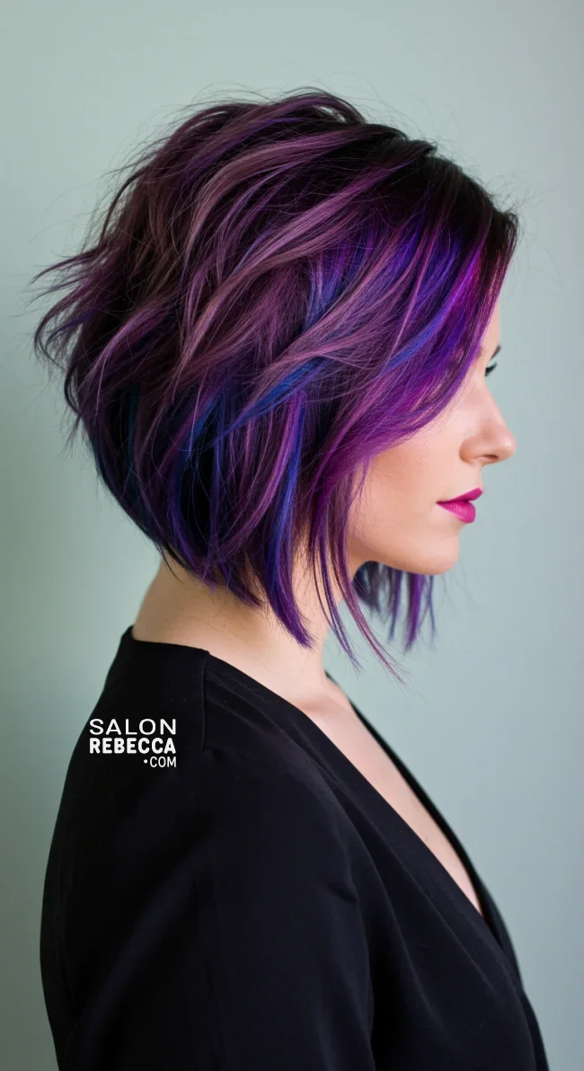 5. Messy Inverted Bob with Peekaboo Highlights | Messy Inverted Bob Ideas That Ooze Tremendous Rizz
