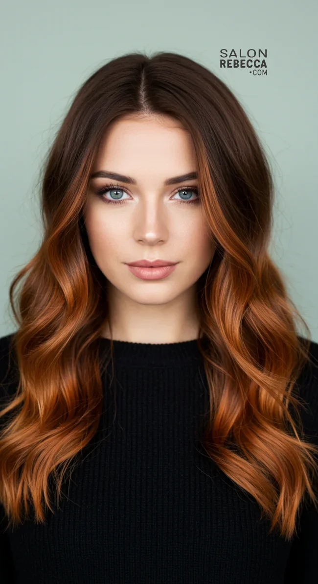 6. Espresso Brown to Cinnamon Copper Ombre | 15 Majestic Ombre Winter Hair Colors Not To Miss