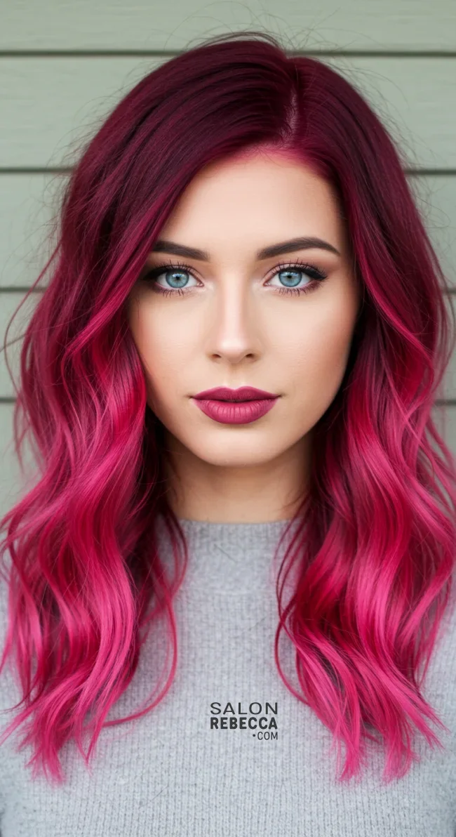 5. Burgundy to Raspberry Ombre | 15 Majestic Ombre Winter Hair Colors Not To Miss