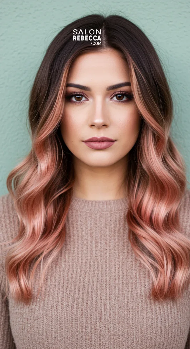 12. Dark Brown to Rose Gold Ombre | 15 Majestic Ombre Winter Hair Colors Not To Miss