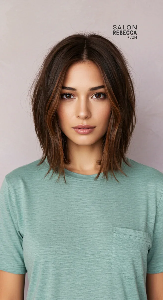 6. Deep Caramel Brown Lob | Unveiling The Allure Of Caramel Hairstyles - Sweeter Than Ever