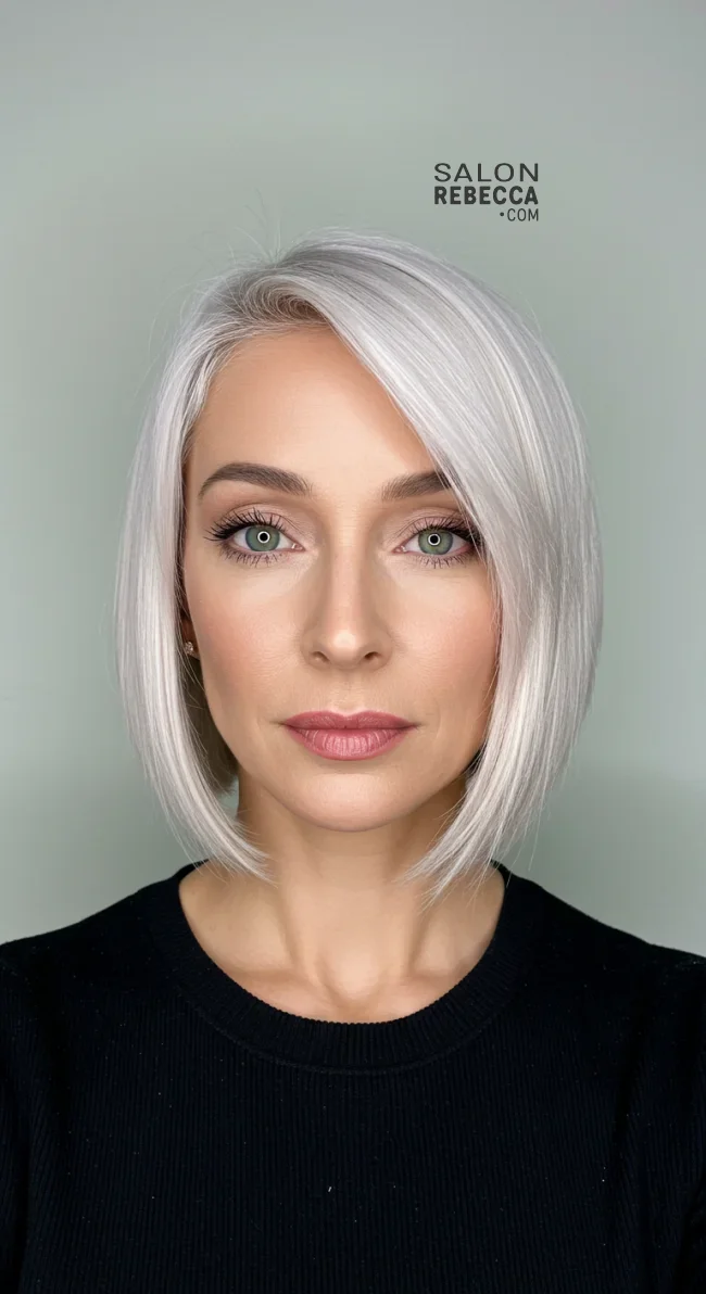 9. Chin-Length Bob with Side Bangs | 10 Stylish Hairstyles For Women Over 50 With Bangs