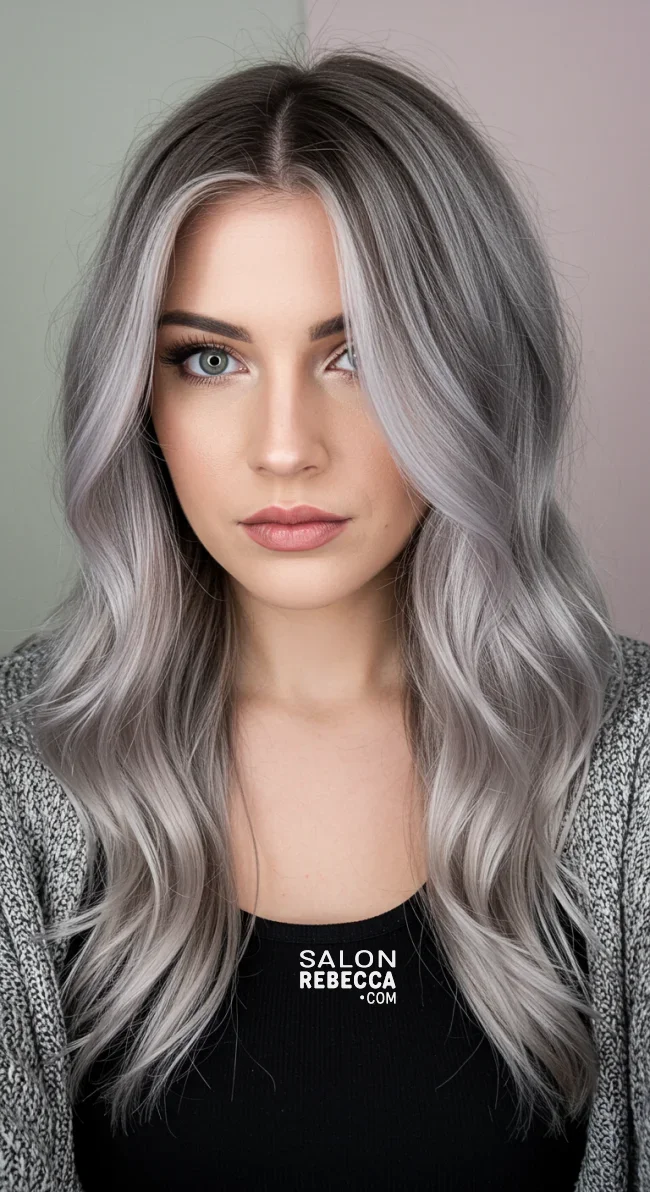 7. Platinum and Shadowed Ash Brown Balayage | Reverse Balayage On Grey Hair: Everything You Need To Know