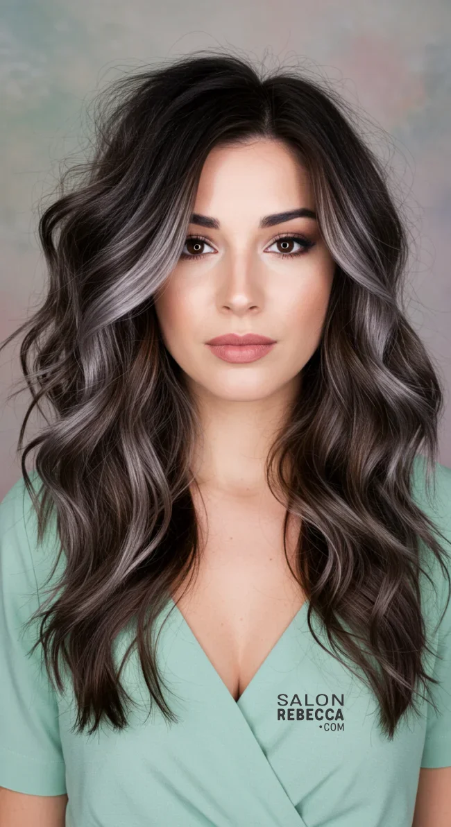 5. Silver and Espresso Reverse Balayage | Reverse Balayage On Grey Hair: Everything You Need To Know