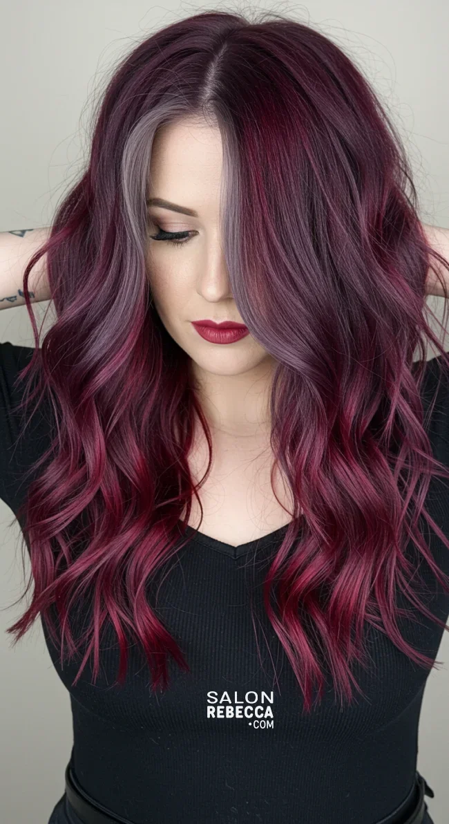 10. Deep Burgundy Reverse Balayage on Grey Hair | Reverse Balayage On Grey Hair: Everything You Need To Know