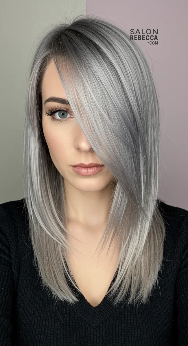6. Steel Grey with Subtle Beige Lowlights | Reverse Balayage On Grey Hair: Everything You Need To Know