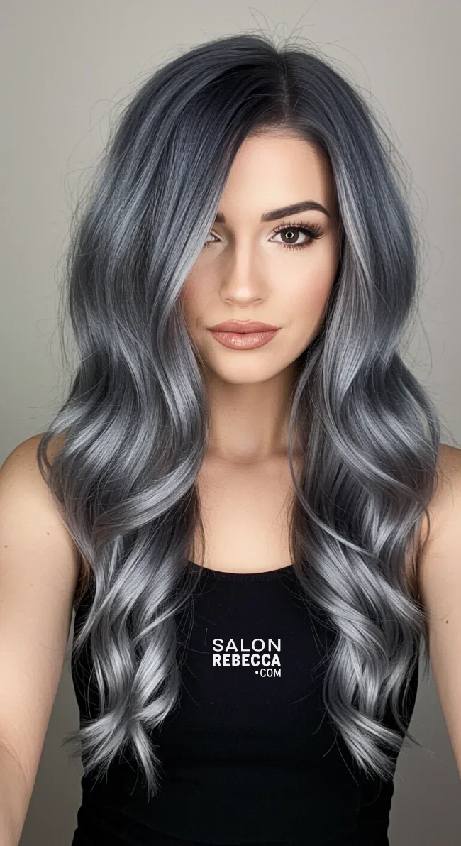 15. Gunmetal Grey Balayage | Reverse Balayage On Grey Hair: Everything You Need To Know