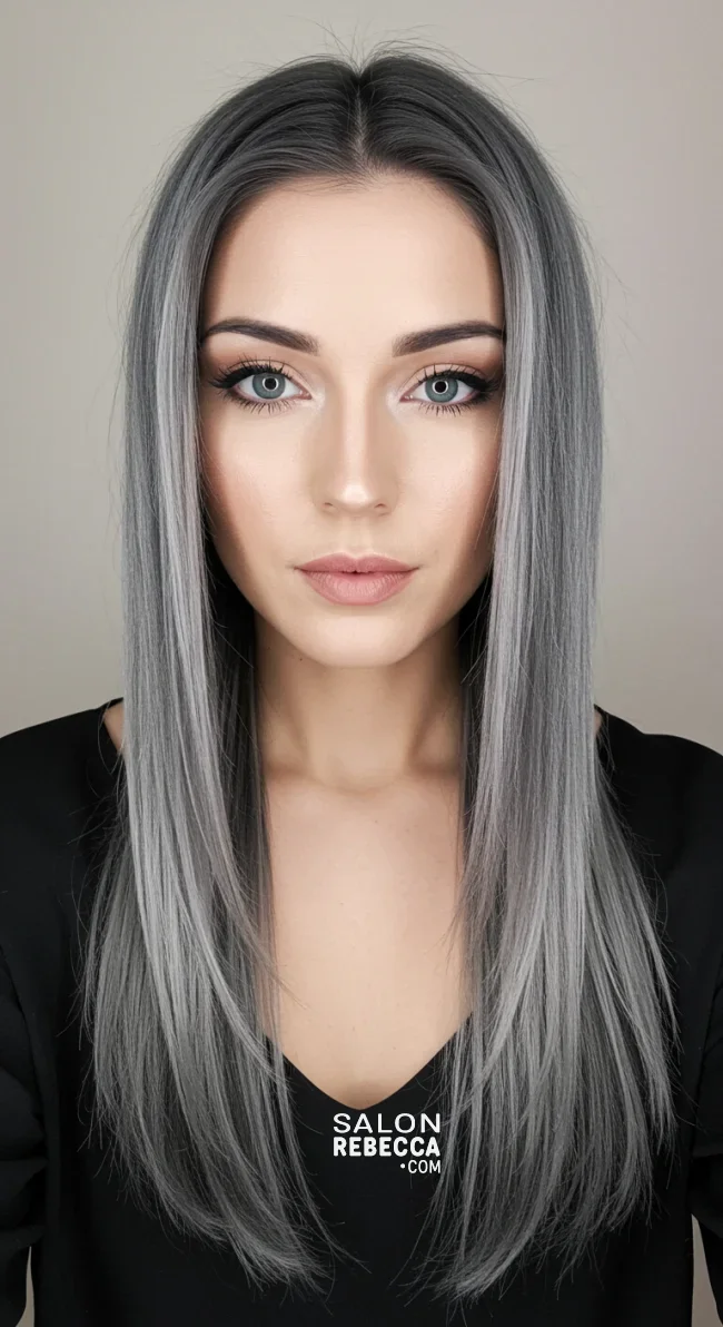 2. Smokey Silver and Charcoal Balayage | Reverse Balayage On Grey Hair: Everything You Need To Know