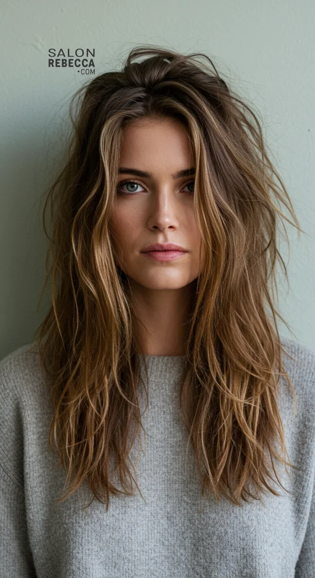 5. Messy Step Cut with Textured Ends | Step Cutting Hairstyles For Long Hair: Stylish Trends
