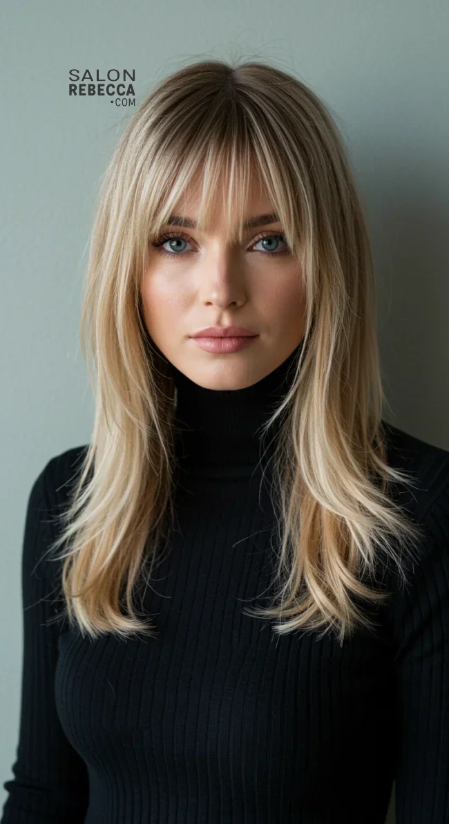 7. Step Cut with Curtain Bangs | Step Cutting Hairstyles For Long Hair: Stylish Trends