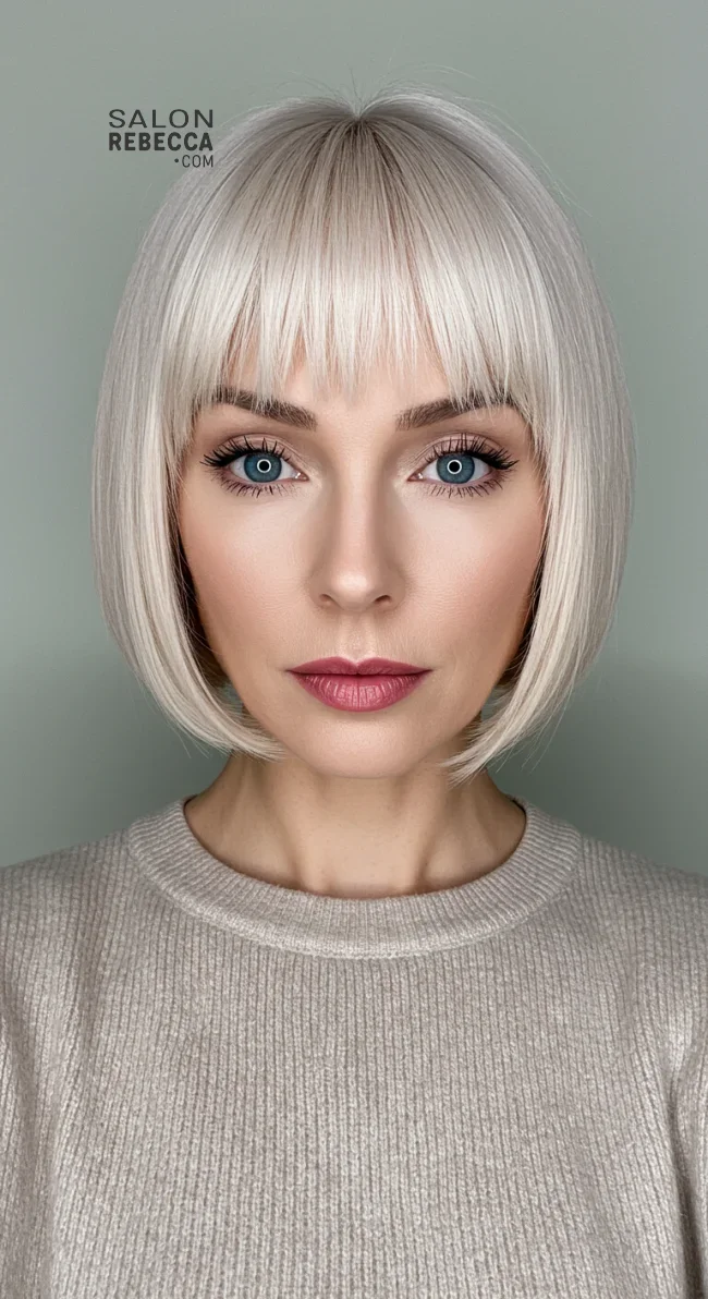 2. Classic Bob with Blunt Bangs | 10 Chic Hairstyles With Bangs For Women Over 50