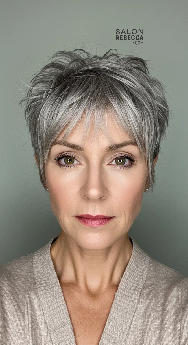 9. Short Layered Cut with Choppy Bangs | 10 Chic Hairstyles With Bangs For Women Over 50
