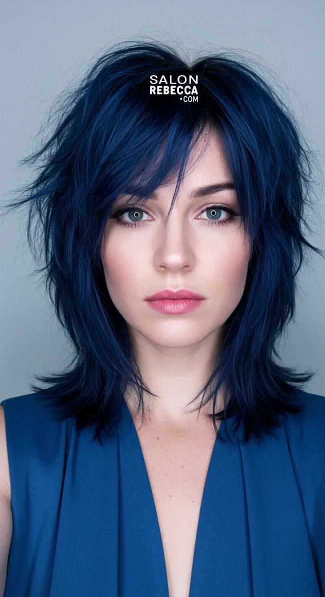 5. Midnight Blue Shag | Hair Color Trends Of 2025: A Comprehensive Guide To On-Trend Shades And Styles