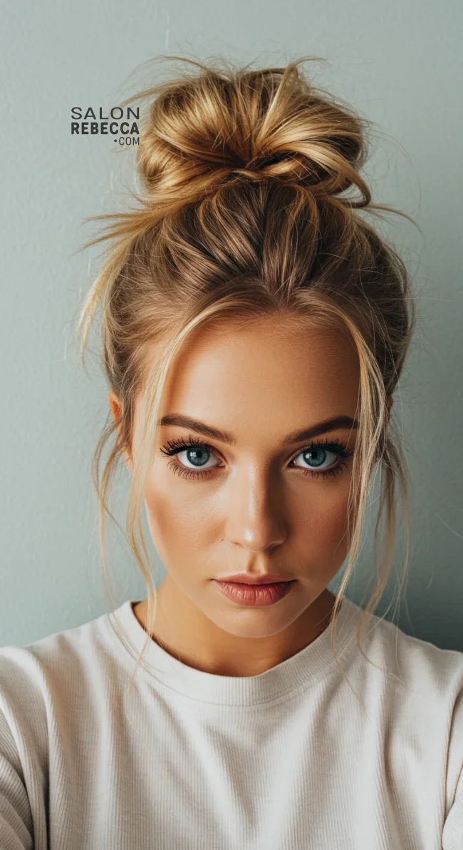 4. Messy Bun | Electrified Hair: 15 Helpful Hairstyles To Calm Down Your Frizzy Hair