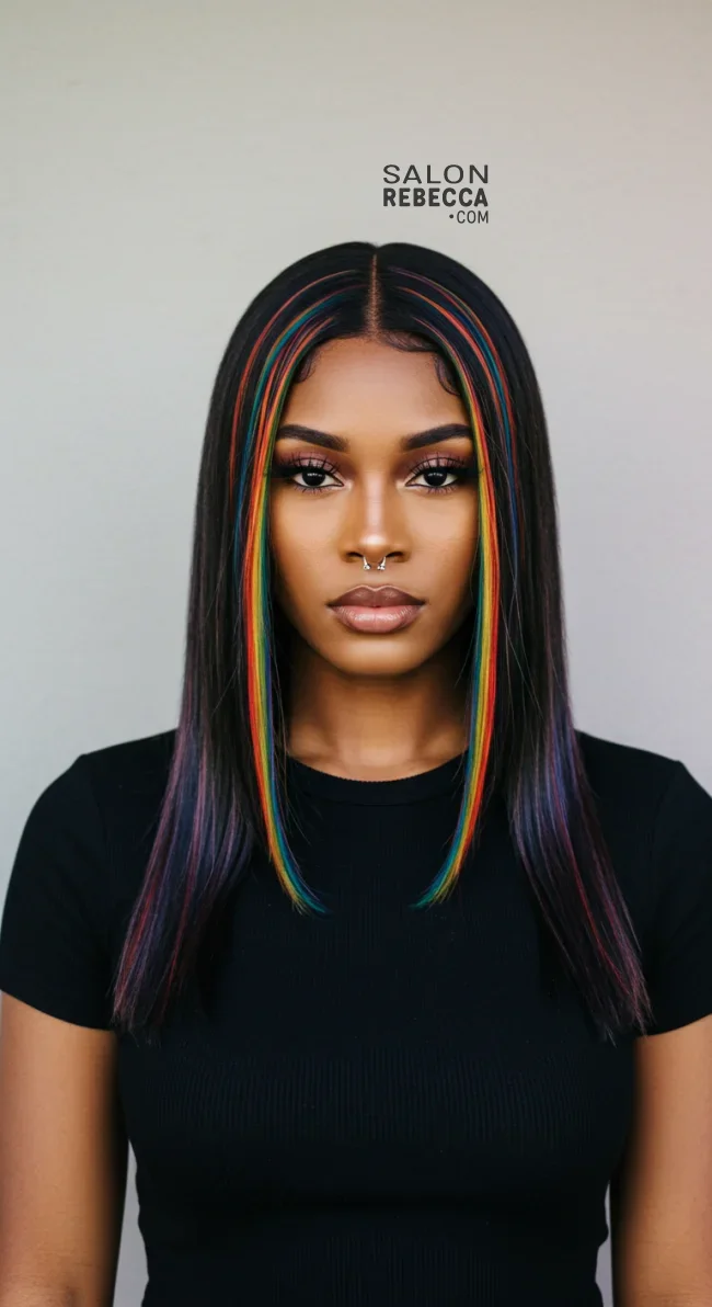14. Rainbow Highlights | Trendy Hairstyles With Highlights To Illuminate Your Look