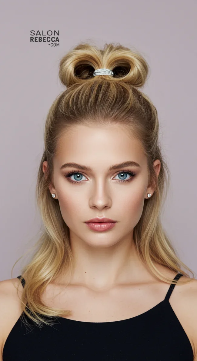 10. Half-Up Twisted Bun | 10 Quick And Cute Rubber Band Hairstyles For Every Occasion