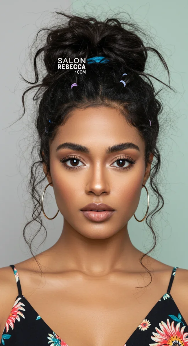 4. Messy Bun with Rubber Bands | 10 Quick And Cute Rubber Band Hairstyles For Every Occasion
