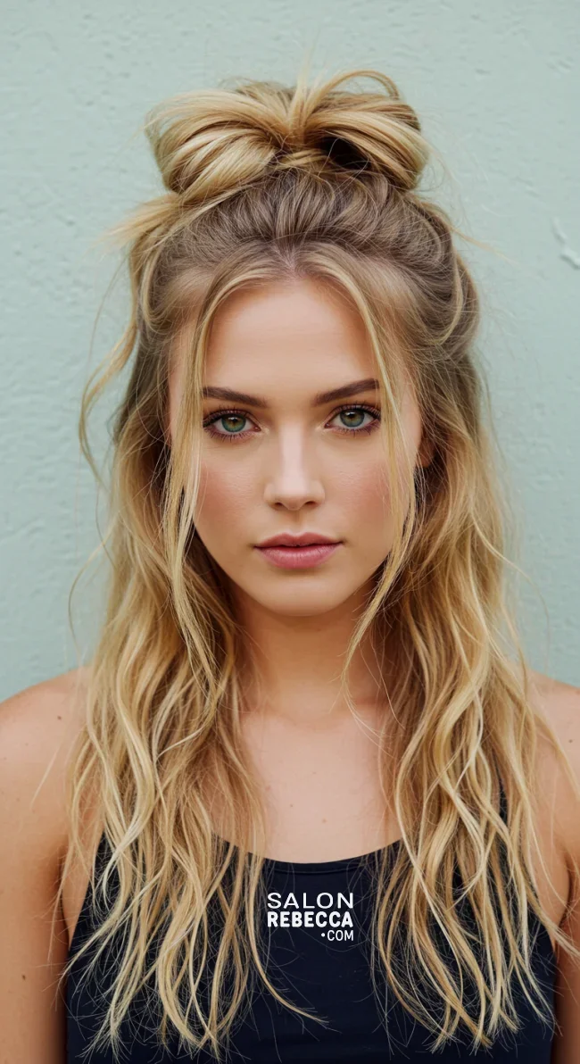 2. Messy Half Bun | Half Bun: Universally Loved As A Style Craze