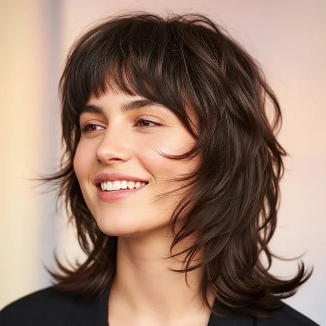 10. Ash Brown Feathery Mini Shag | 10 Volumizing Shag Haircuts For Fine Hair (Instant Thickness!)