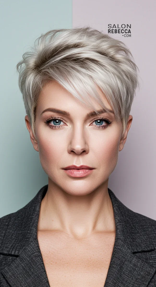 6. Pixie Cut with Textured Layers | 10 Bold Hairstyles For Women Over 50 With Square Faces