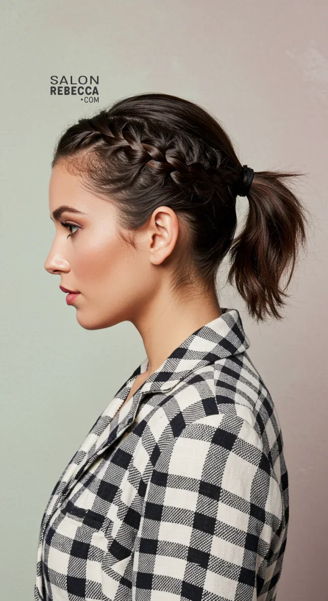 3. Braided Short Ponytail | 10 Chic Short Hair Ponytail Ideas