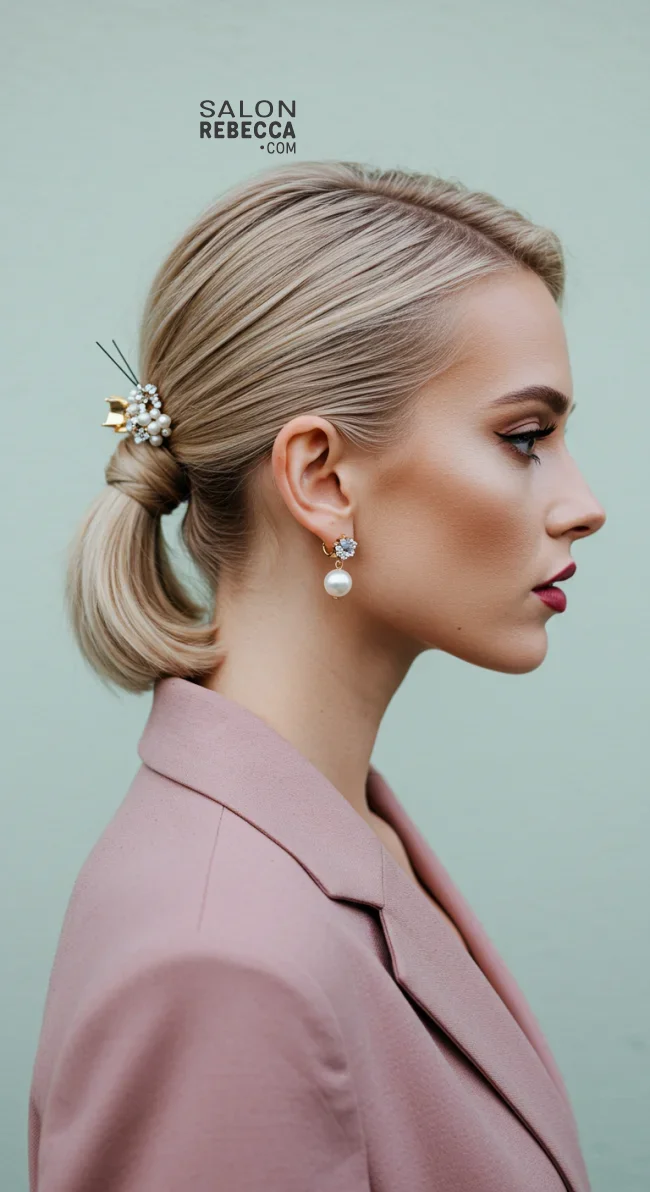 10. Short Ponytail with Hair Accessories | 10 Chic Short Hair Ponytail Ideas