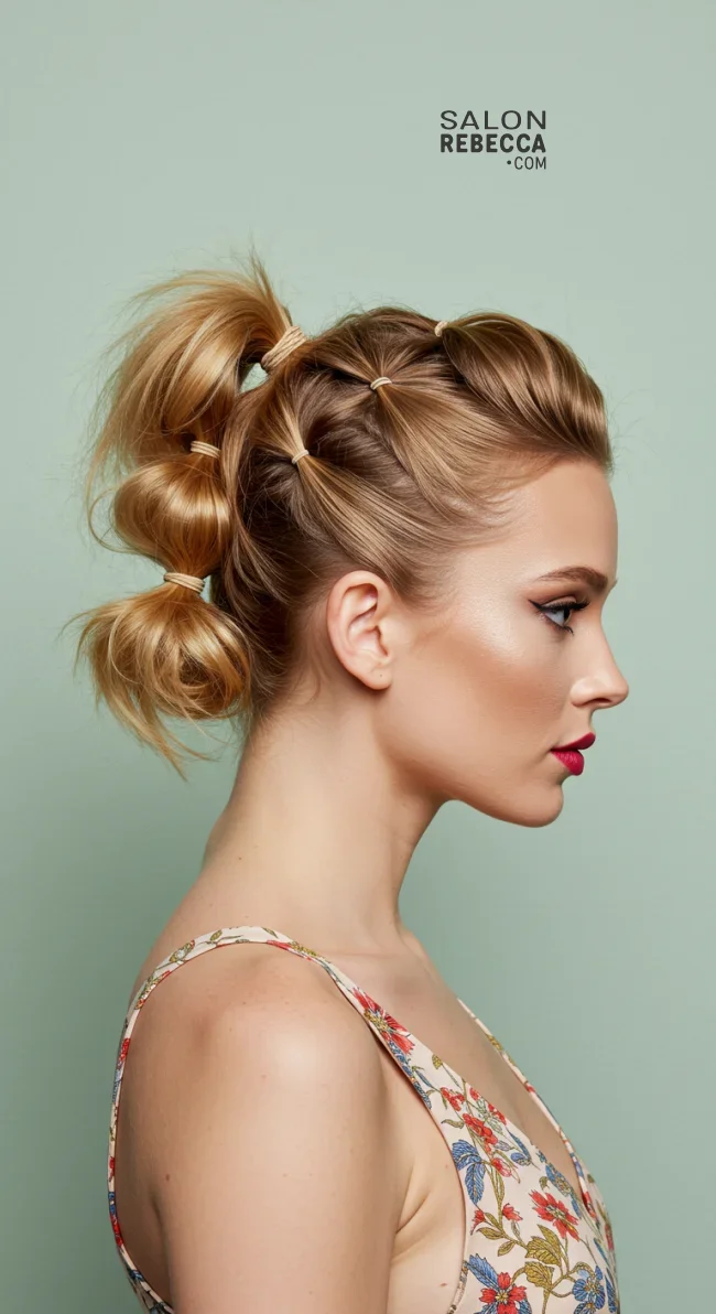 4. Bubble Ponytail | 10 Chic Short Hair Ponytail Ideas