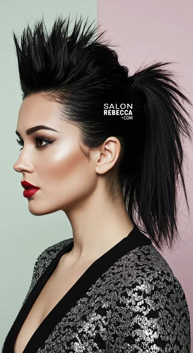 7. Spiky High Ponytail | 10 Chic Short Hair Ponytail Ideas