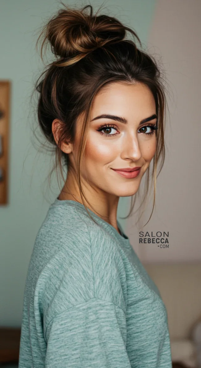 16. Messy Top Knot Bun | Hairstyle Trends: A Comprehensive Guide For The Latest Hair Fashion