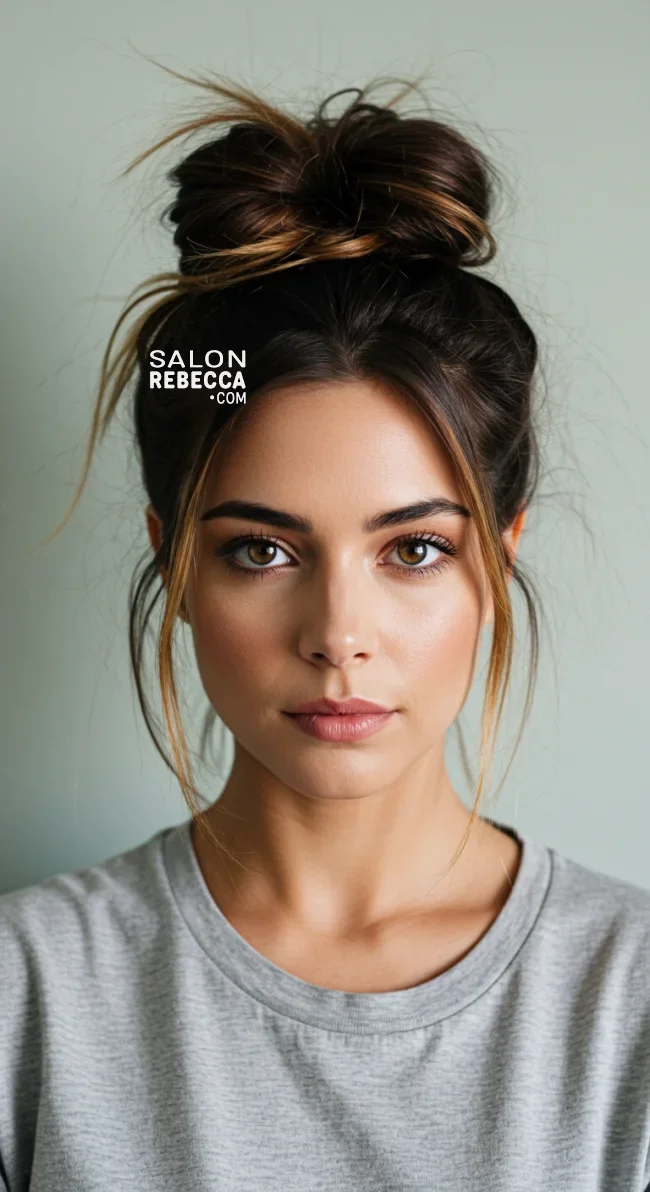 9. Messy Bun with Balayage | Trendy Hairstyles With Balayage - Brighten Your Look