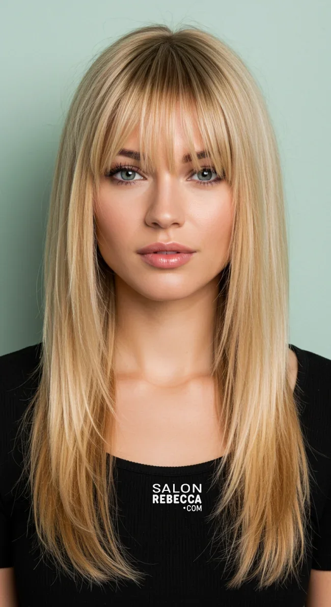 2. Side-Swept Bangs with Long Hair | Top Hairstyles For Square Face Shape - Flattering Styles