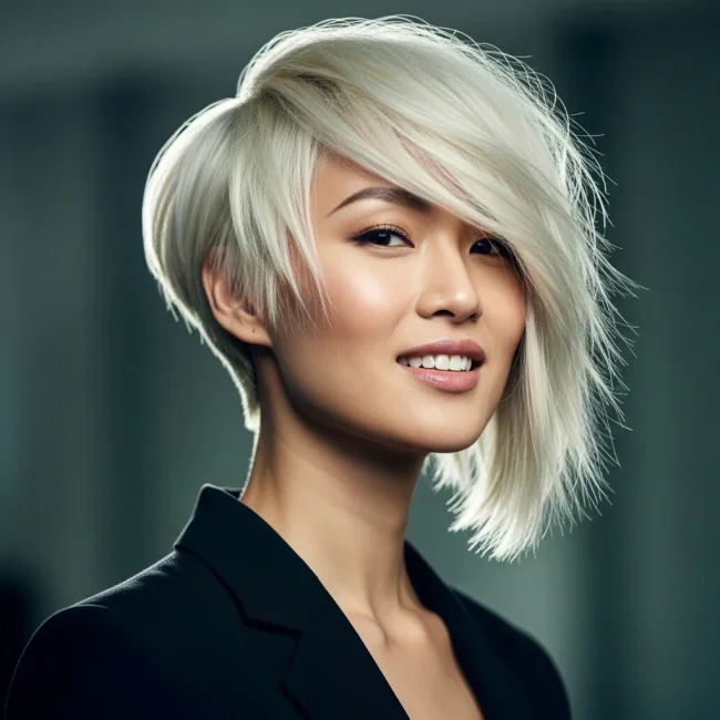1. Platinum Asymmetrical Razored Bob | 10 Fabulous Razored Bob Ideas To Give Your Hair A Modern Upgrade