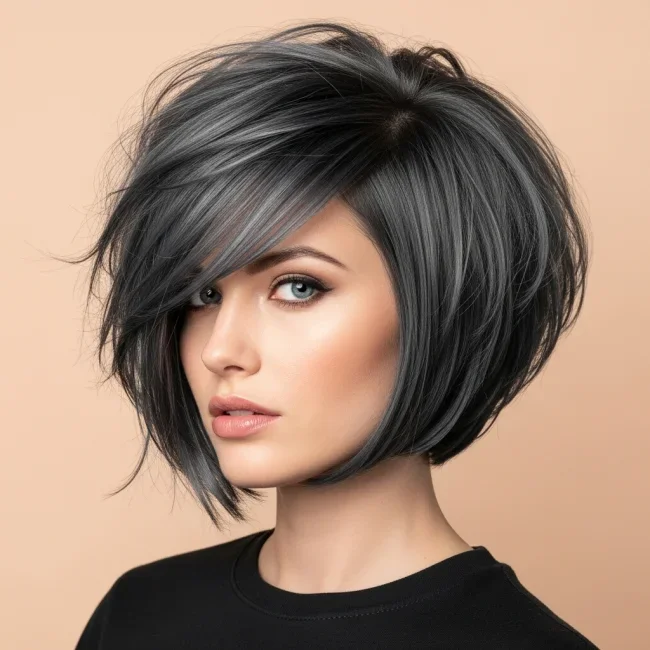 2. Edgy Charcoal Undercut Bob | 10 Fabulous Razored Bob Ideas To Give Your Hair A Modern Upgrade