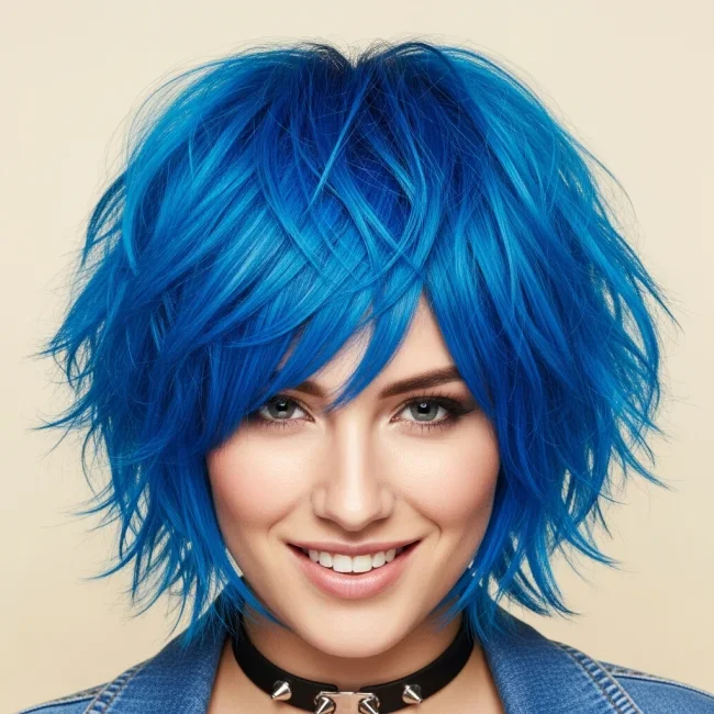 9. Electric Blue Layered Razored Bob | 10 Fabulous Razored Bob Ideas To Give Your Hair A Modern Upgrade