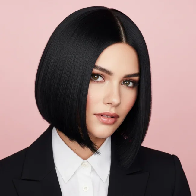 7. Sharp Jet Black A-Line Razored Bob | 10 Fabulous Razored Bob Ideas To Give Your Hair A Modern Upgrade