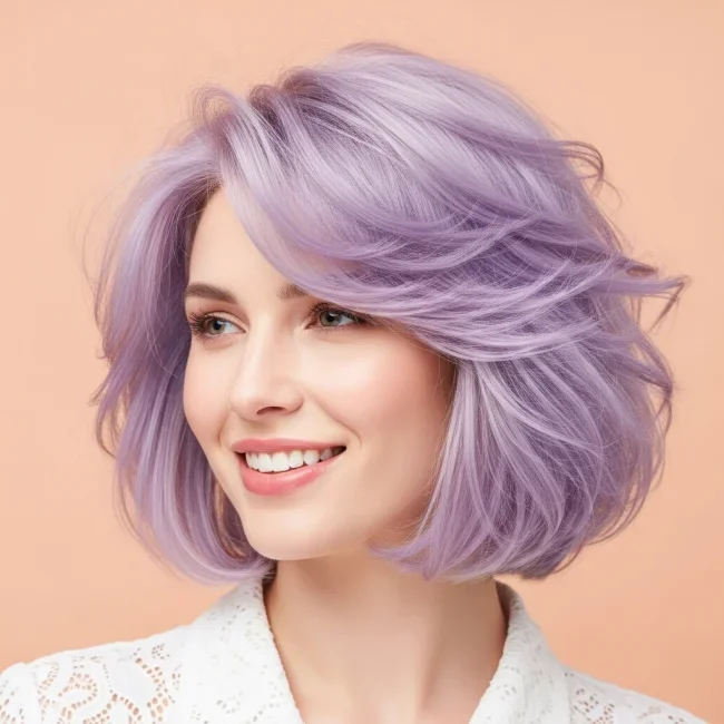 6. Voluminous Lavender Wispy Bob | 10 Fabulous Razored Bob Ideas To Give Your Hair A Modern Upgrade