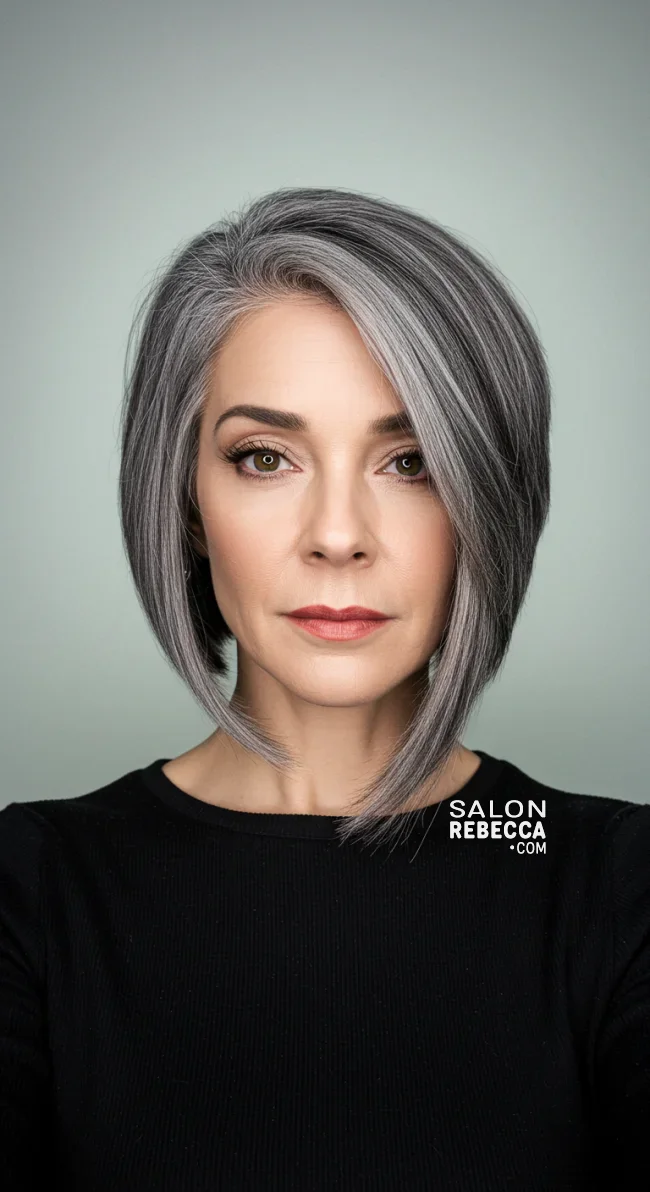 11. Asymmetrical Bob | Elegant Hairstyles For Women Over 60 With Fine Hair