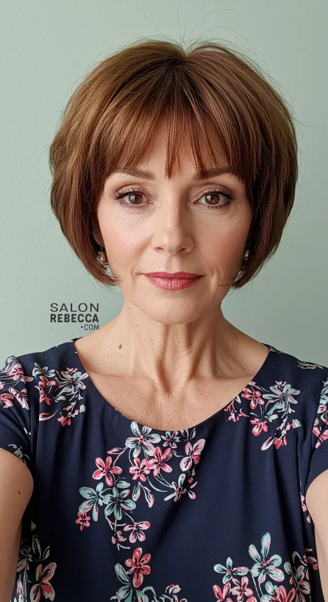 7. Side-Swept Bangs with a Short Cut | Elegant Hairstyles For Women Over 60 With Fine Hair