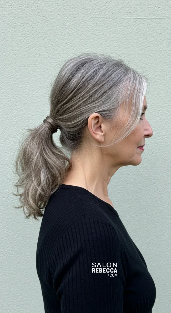11. Casual Low Ponytail | Trendy And Age-Defying Hairstyles For Older Women