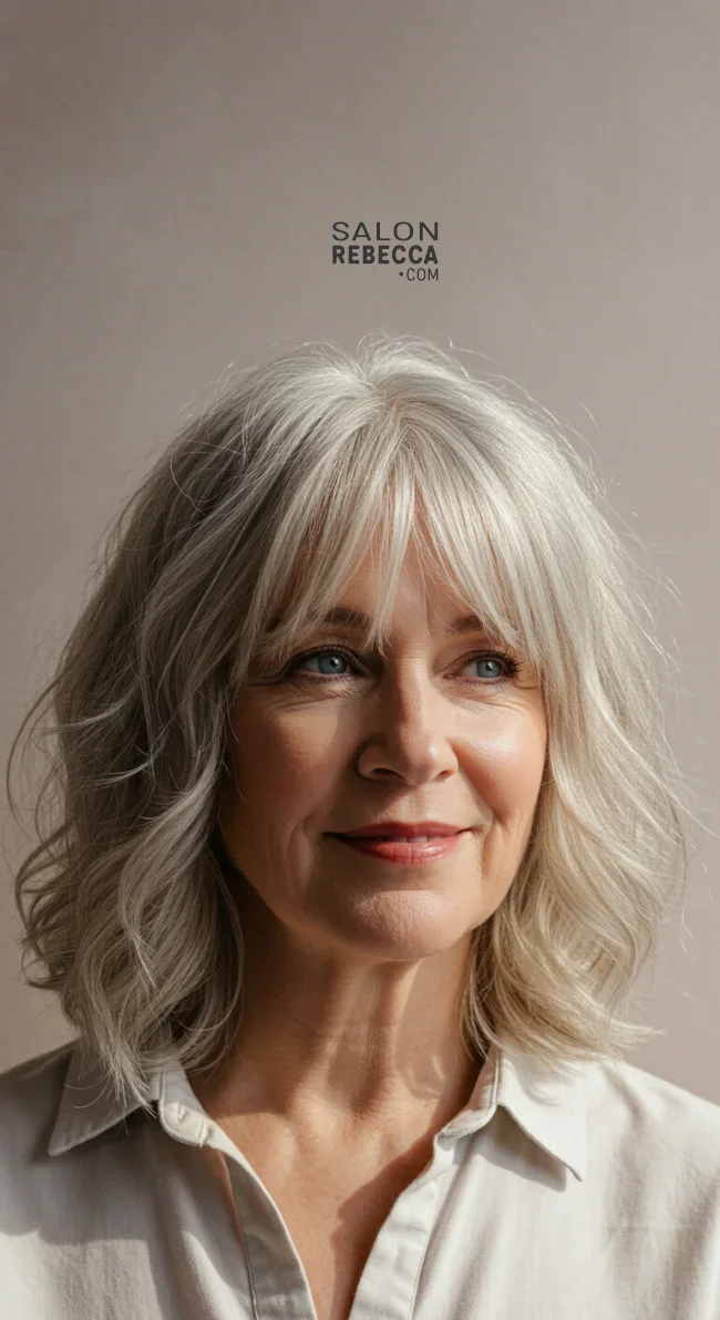 8. Soft Side-Swept Bangs with Waves | Trendy And Age-Defying Hairstyles For Older Women